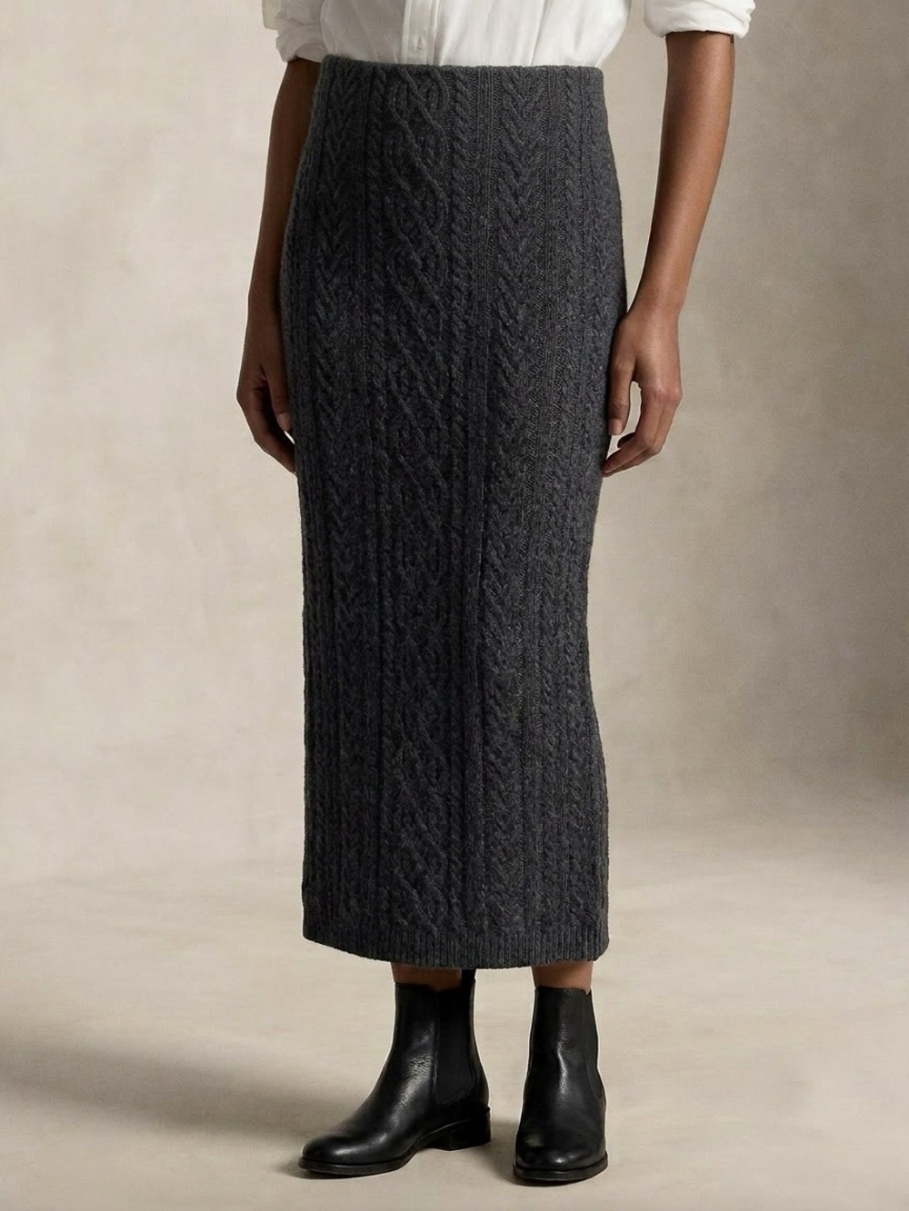 Lauren Ralph Lauren Wool Cashmere Cable Knit Skirt